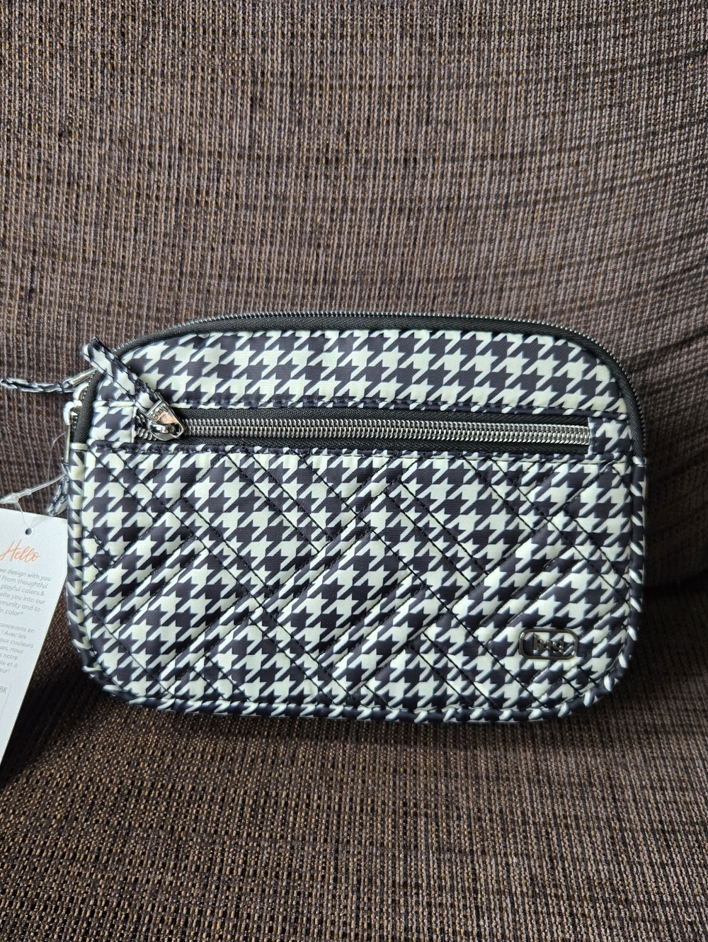 NWT Lug Super Coupe 2 Convertible Crossbody Bag in Micro Houndstooth Black